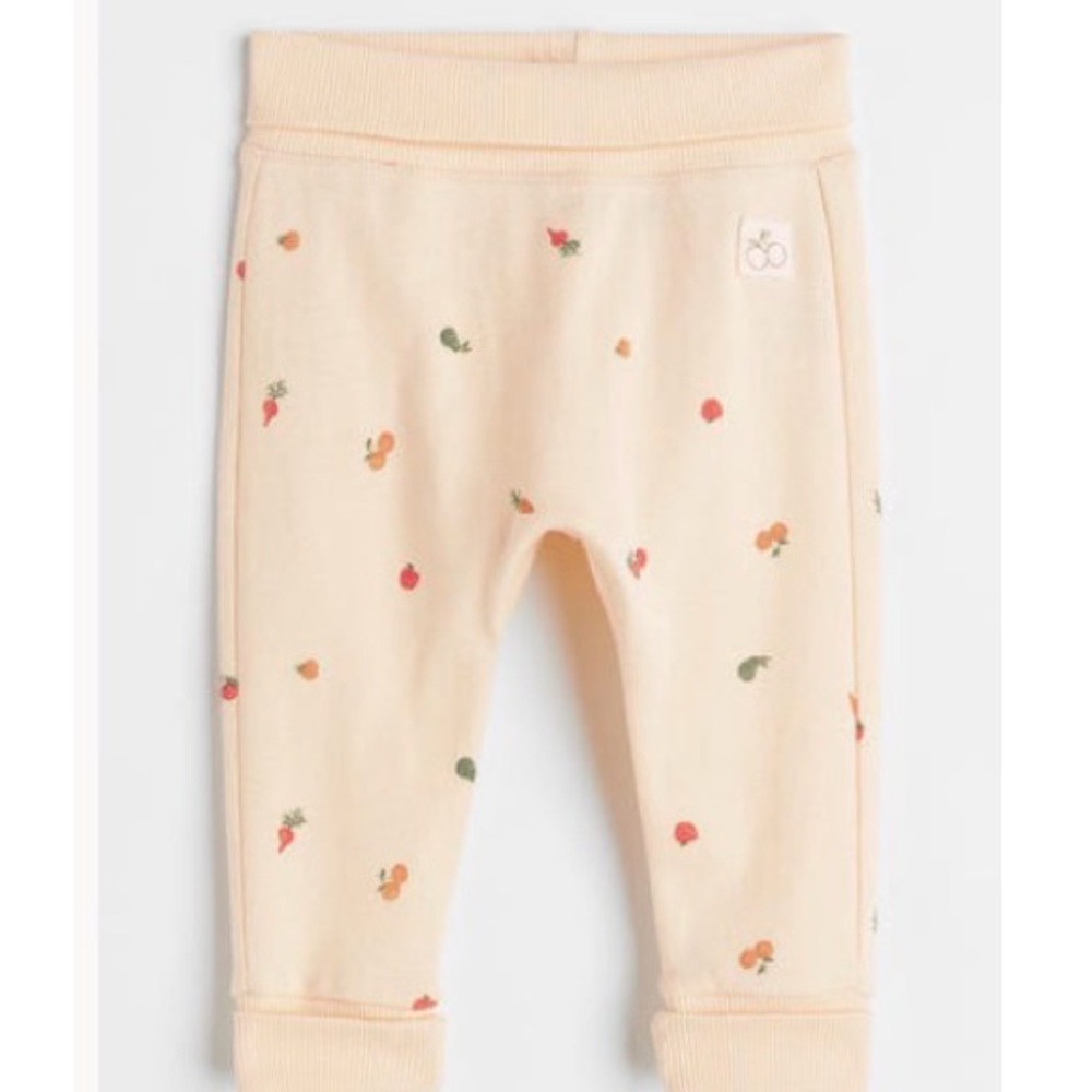H&M Peach Baby foldover pants with Fruit Accents